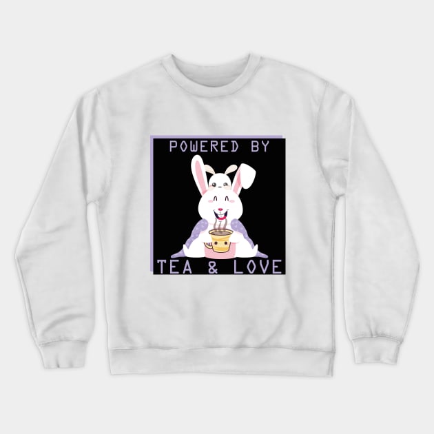 funny bunny design pwered by love and tea Crewneck Sweatshirt by youki